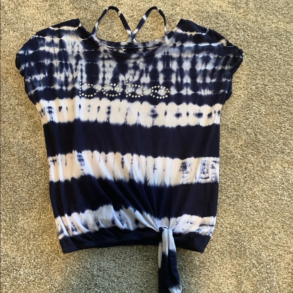 ❌Sold Live Show ❌ BeBe Swarovski Tie Dye Criss Cross Shirt - Picture 5 of 10